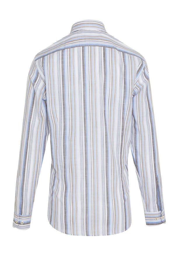 Brown Slim Fit Striped 100% Cotton Slim Collar U - 2