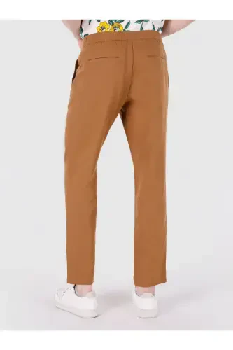 Brown, straight leg, mid-rise, regular fit trousers for men. - COLIN’S (1)