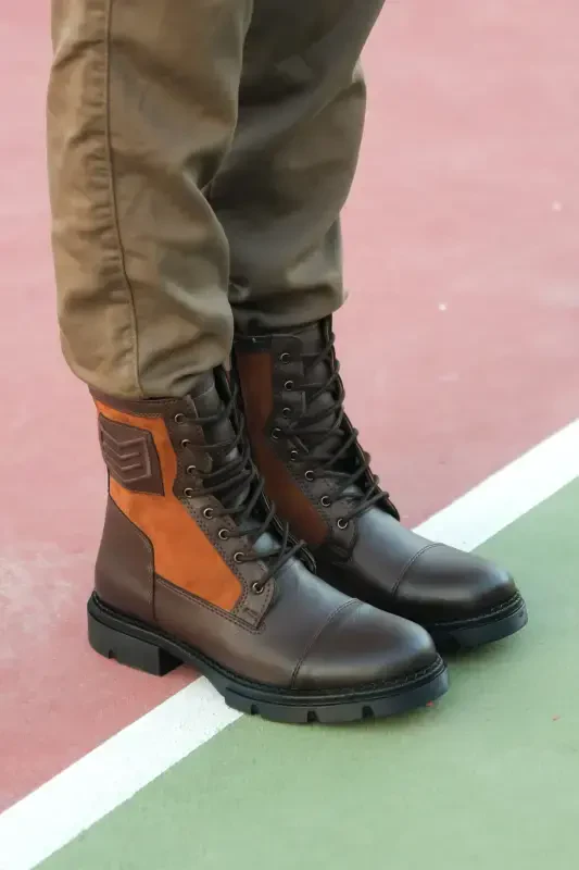 Brown Tan Men's Combat Boot 0012638-Brown Tan - Modazone