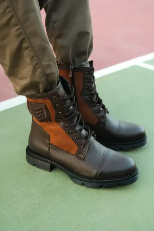 Brown Tan Men's Combat Boot 0012638-Brown Tan - 2