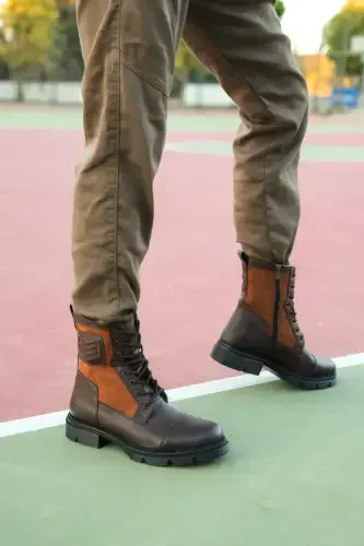 Brown Tan Men's Combat Boot 0012638-Brown Tan - 3