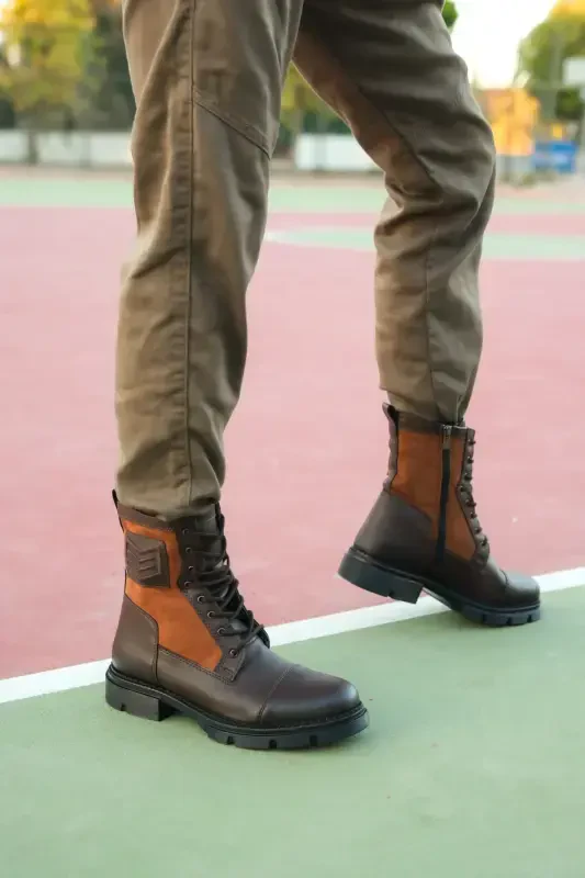Brown Tan Men's Combat Boot 0012638-Brown Tan - 3