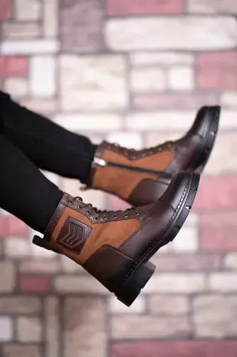 Brown Tan Men's Combat Boot 0012638-Brown Tan - 5