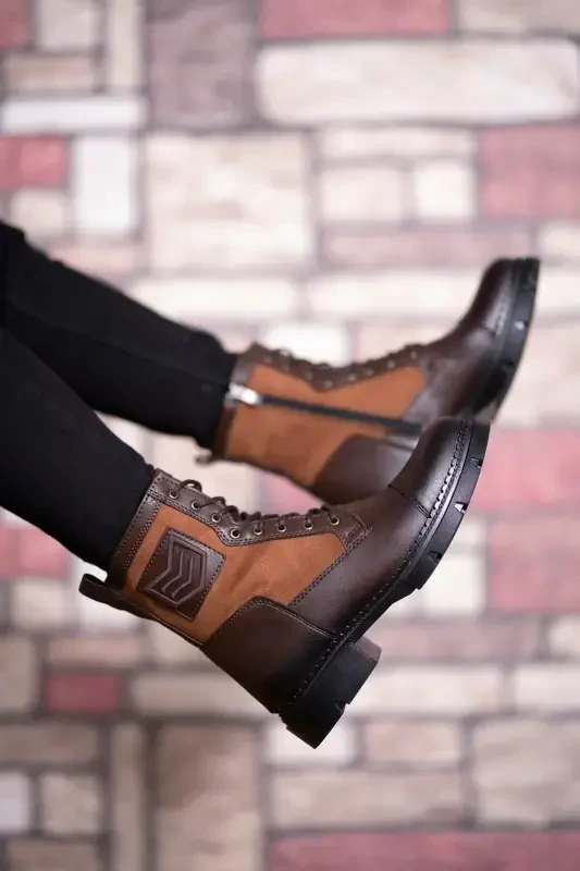 Brown Tan Men's Combat Boot 0012638-Brown Tan - 5