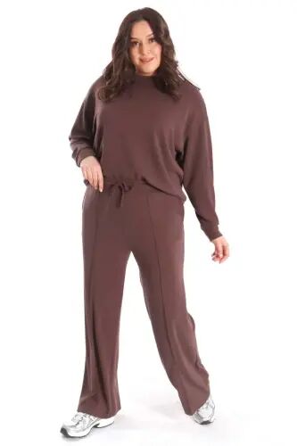 Brown Top and Bottom Set with Modal Fabric and Soft Texture - 3