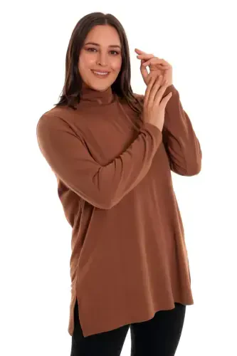 Brown Turtleneck Sweater - 4