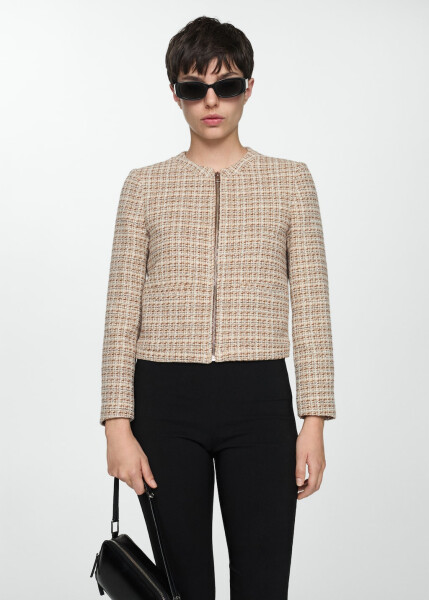 Brown tweed jacket with zipper - 7