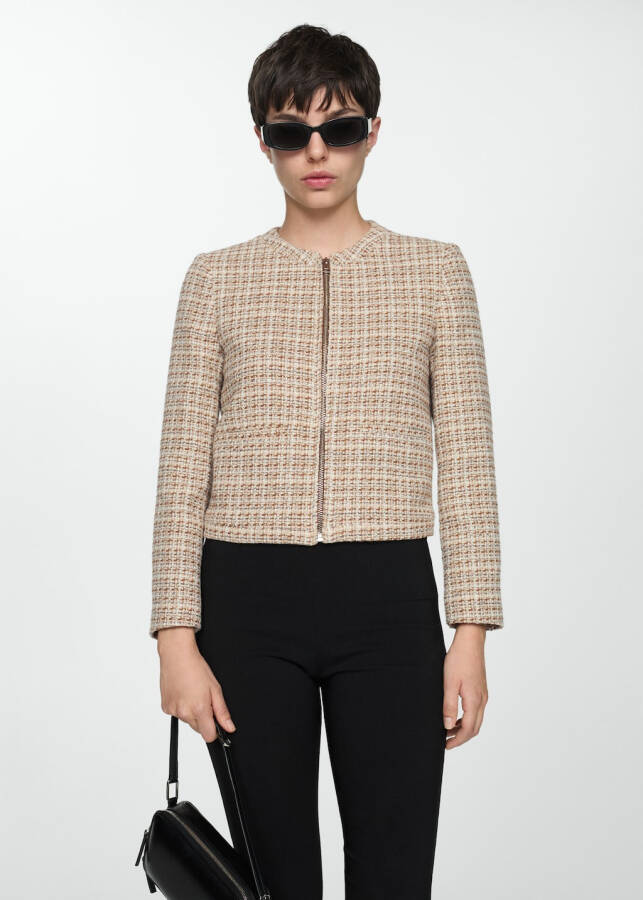 Brown tweed jacket with zipper - 7