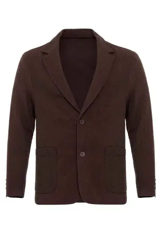 Brown Unlined Pocketed Men's Blazer - Brown - 6