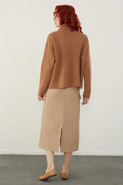 Brown V-Neck Basic Knit Sweater - 12