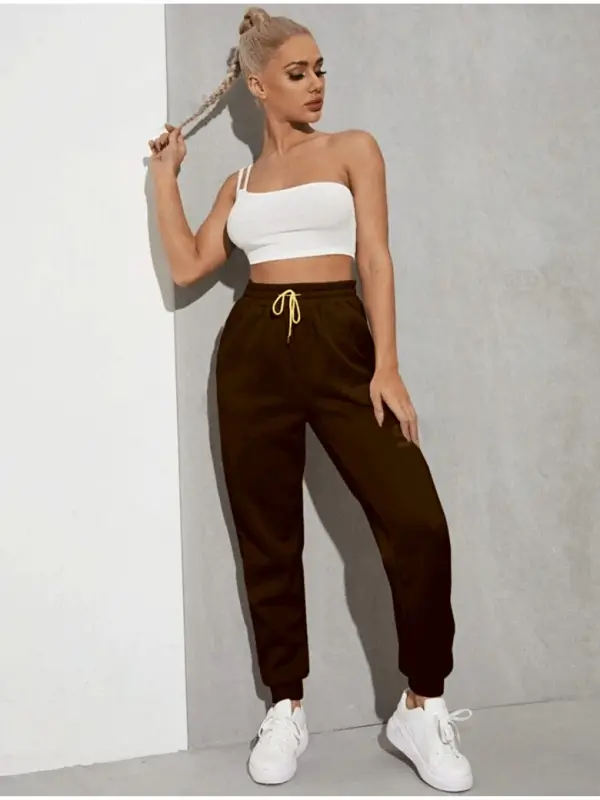 Brown Women's Regular Fit Thin Sweatpants Spr24eak81-Brown - 1