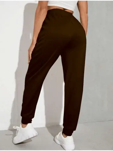 Brown Women's Regular Fit Thin Sweatpants Spr24eak81-Brown - 3