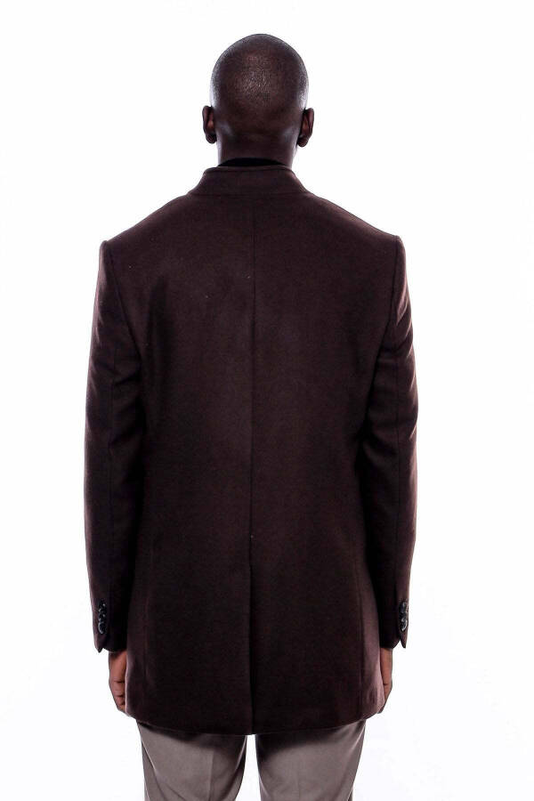 Brown Wool Peacoat with a Notch Collar - Wessi - 5