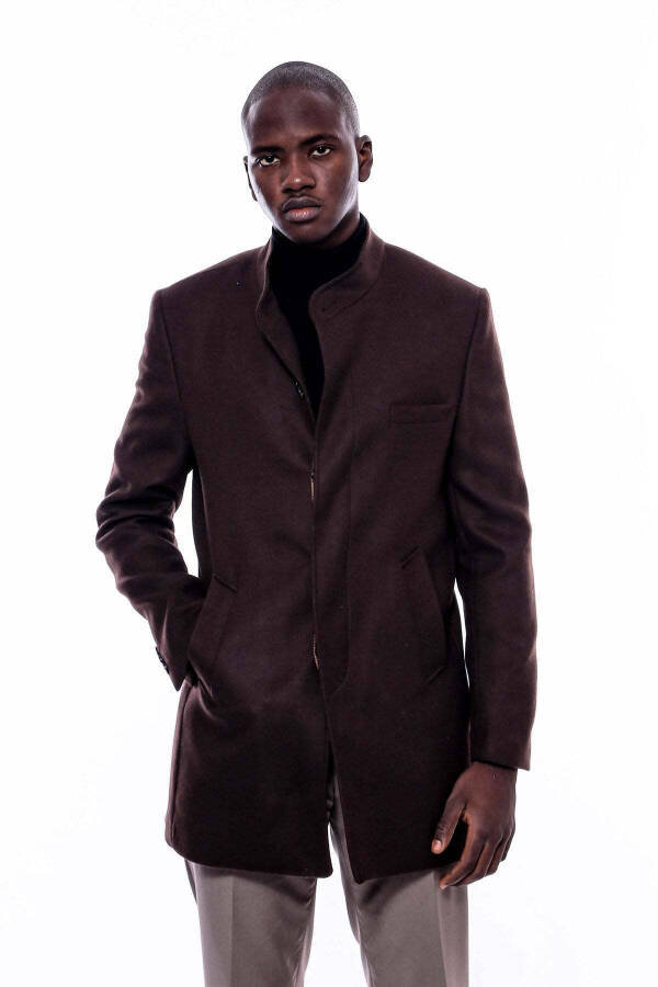 Brown Wool Peacoat with a Notch Collar - Wessi - 6