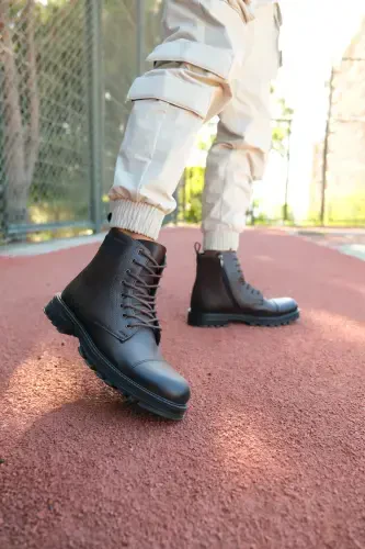 Brown Zippered Men's Ankle Boots 0012856-Brown - RICCON (1)