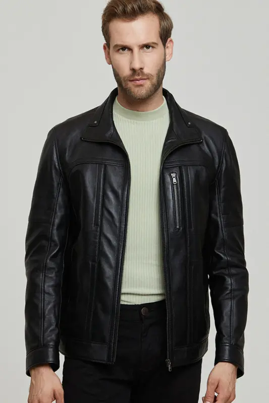 Bruno Erkek Siyah Deri Ceket 21WGE64011M - SIYAH-SIYAH - 3