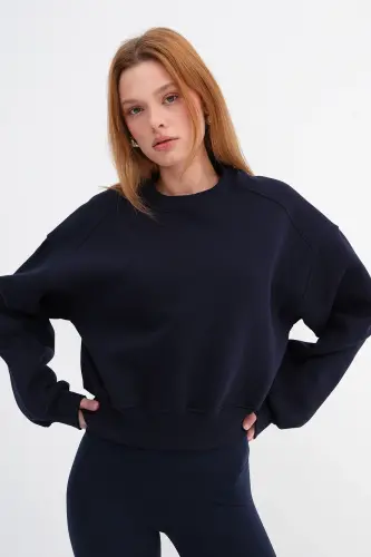 Brushed Crew Neck Basic Sweatshirt S3812-w1 - ADDAX (1)
