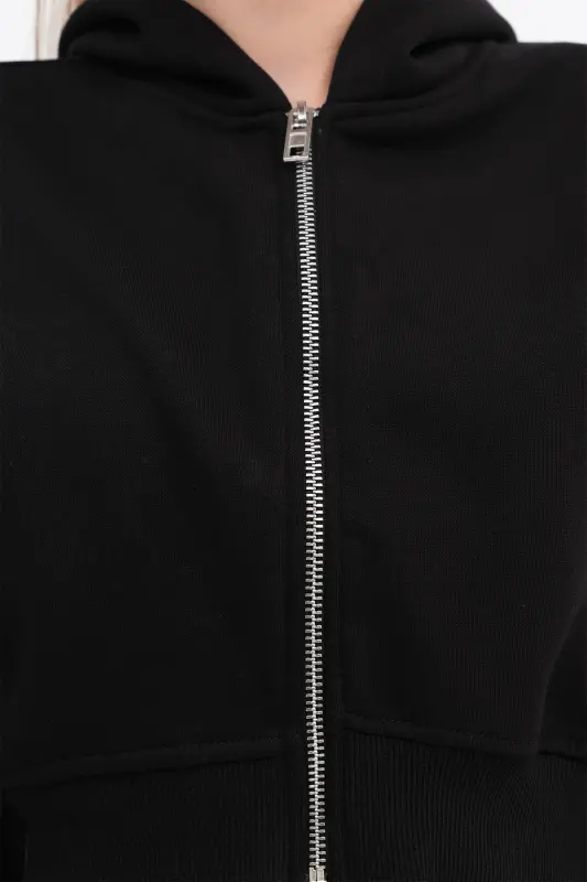 Brushed Hooded Crop Sweatshirt H1526-I9-Black - 9