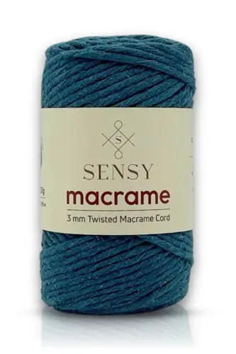 Brushed Macrame Rope 3mm Brushable Cotton Macrame Cord Macrame Rope Petrol Blue-Petrol Blue 