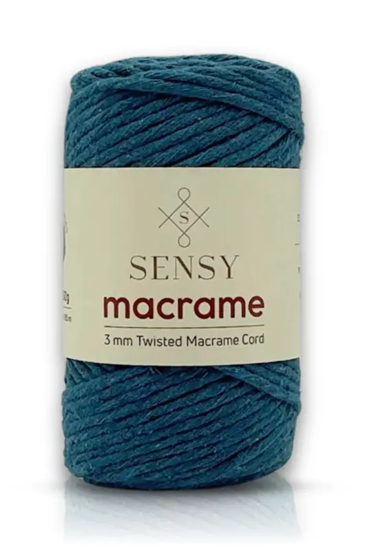 Brushed Macrame Rope 3mm Brushable Cotton Macrame Cord Macrame Rope Petrol Blue-Petrol Blue - 1