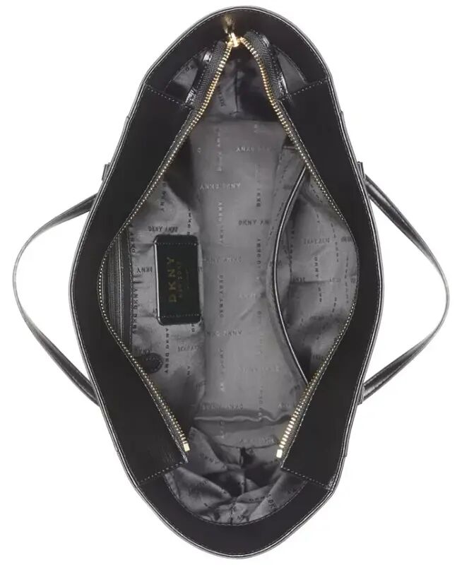 Bryant Medium Zippered Tote Bag-Black, Gold Tone - 2