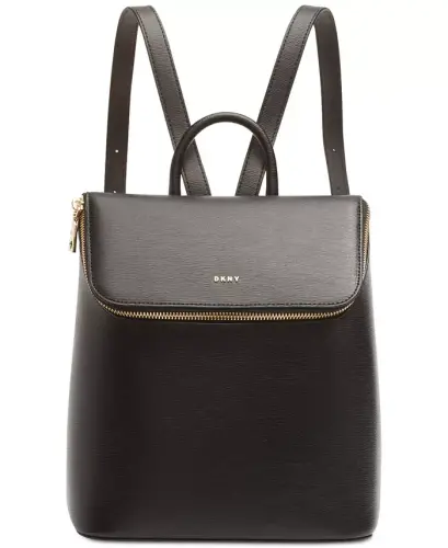 Bryant Top Zip Backpack-Black, Gold Tone 