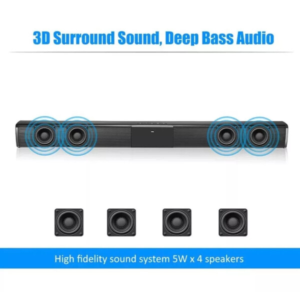 BS-28B Sound Bar Bluetooth Spiker Spiker, 4 Ta'sirchan Spikerli TV Saundbar, TV Saund Tuzimi Tuzimi, 21 Dyum, Bluetooth bilan - 3