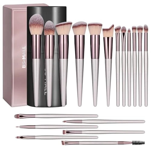 BS-MALL Makeup Brush Set 18 Pcs Premium Synthetic Foundation Powder Concealers Eye shadows Blush Makeup Brushes with black case - MODAZONE