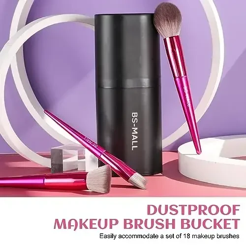 BS-MALL Makeup Brush Set 18 Pcs Premium Synthetic Foundation Powder Concealers Eye shadows Blush Makeup Brushes with black case - 3