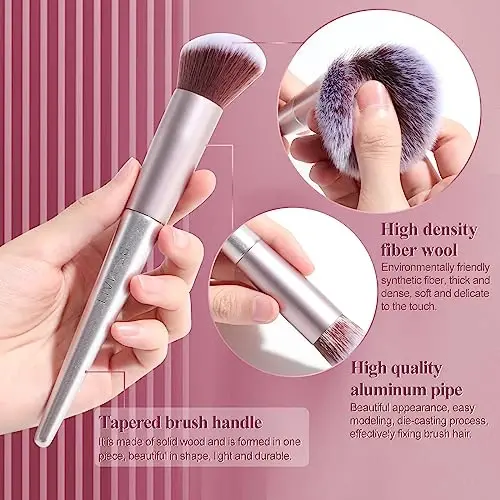 BS-MALL Makeup Brush Set 18 Pcs Premium Sintetik Foundation Upasi Concealers Ko'z soyalari Yuzga surtadigan upa qora g'ilof bilan - 4