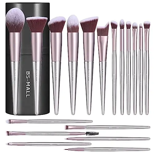 BS-MALL Makeup Brush Set 18 Pcs Premium Sintetik Foundation Upasi Concealers Ko'z soyalari Yuzga surtadigan upa qora g'ilof bilan - BS-MALL
