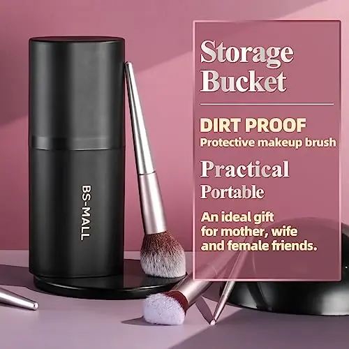 BS-MALL Makeup Brush Set 18 Pcs Premium Sintetik Foundation Upasi Concealers Ko'z soyalari Yuzga surtadigan upa qora g'ilof bilan - 3