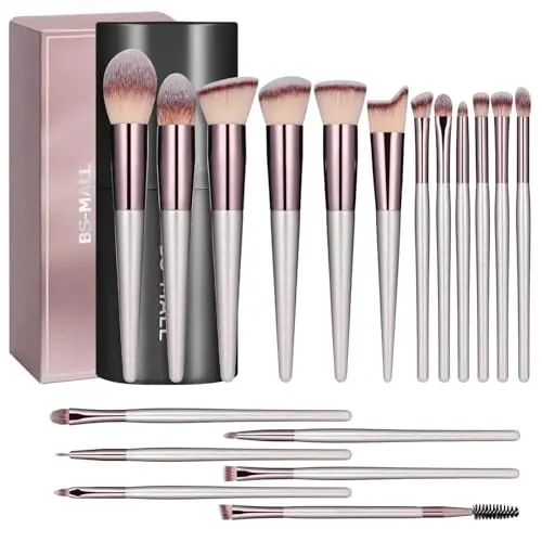 BS-MALL Makeup Brush Set 18 Pcs Premium Synthetic Foundation Powder Concealers Eye shadows Blush Makeup Brushes with black case - BS-MALL