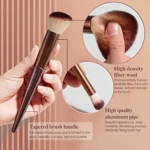 BS-MALL Makeup Brush Set 18 Pcs Premium Synthetic Foundation Powder Concealers Eye shadows Blush Makeup Brushes with black case (B-Brown) - 4