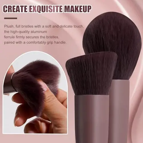 BS-MALL Makeup Brush Set 18 Pcs Premium Synthetic Foundation Powder Concealers Eye shadows Blush Makeup Brushes with black case (D-Brown) - 3