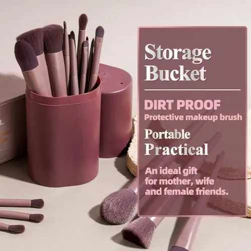 BS-MALL Makeup Brush Set 18 Pcs Premium Synthetic Foundation Powder Concealers Eye shadows Blush Makeup Brushes with black case (D-Brown) - 5