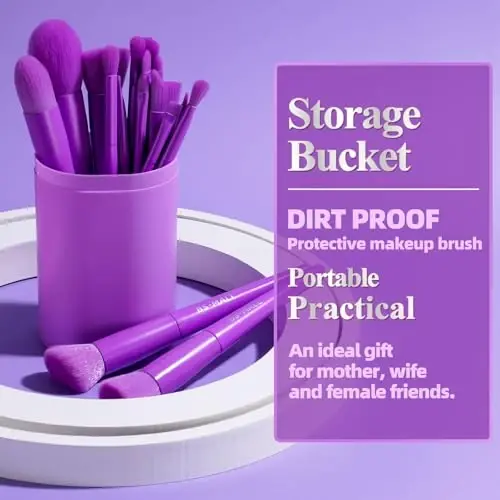 BS-MALL Makeup Brush Set 18 Pcs Premium Synthetic Foundation Powder Concealers Eye shadows Blush Makeup Brushes with Case (Purple) - 5