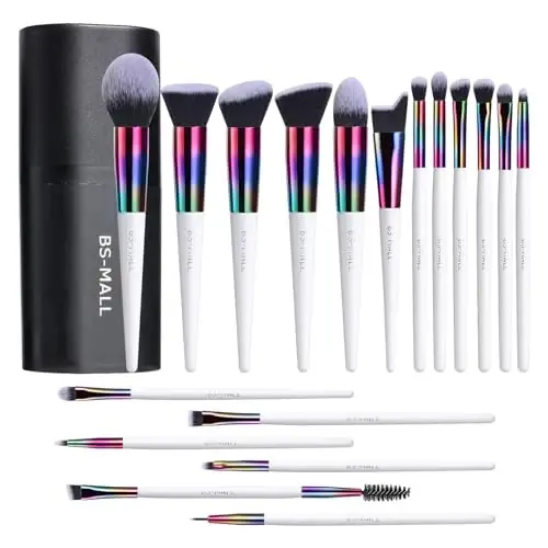 BS-MALL Makeup Brushes Makeup Tools Kit Premium Sintetik Pudra Foundation Kontur Konsiler Lab Bo'yoqlari To'plami 18 dona - BS-MALL