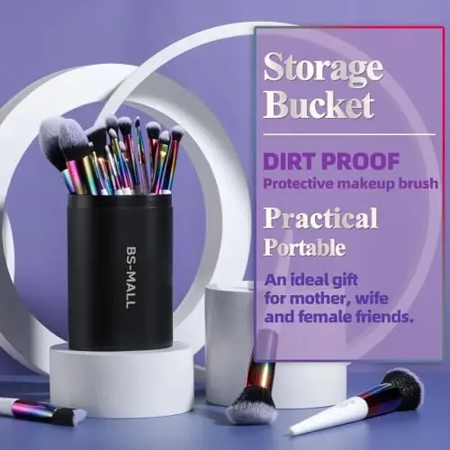 BS-MALL Makeup Brushes Makeup Tools Kit Premium Sintetik Pudra Foundation Kontur Konsiler Lab Bo'yoqlari To'plami 18 dona - BS-MALL (1)