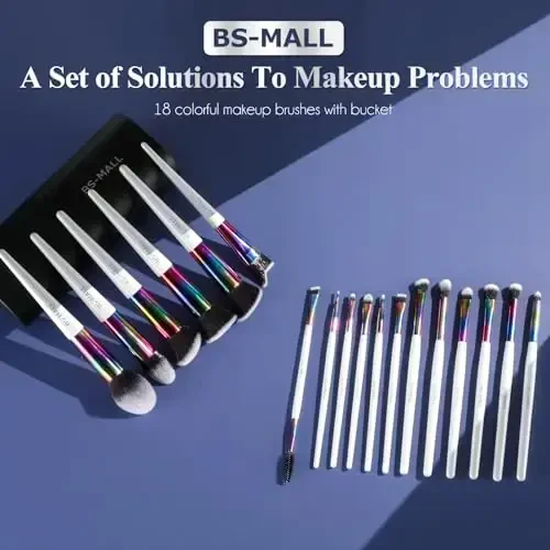 BS-MALL Makeup Brushes Makeup Tools Kit Premium Sintetik Pudra Foundation Kontur Konsiler Lab Bo'yoqlari To'plami 18 dona - 6
