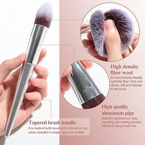 BS-MALL Makeup Brush Set 18 Pcs Premium Synthetic Foundation Powder Concealers Eye shadows Blush Makeup Brushes with black case - 4