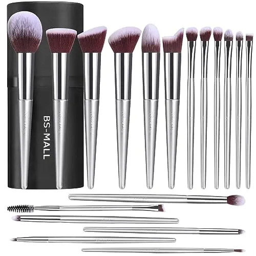 BS-MALL Makeup Brush Set 18 Pcs Premium Synthetic Foundation Powder Concealers Eye shadows Blush Makeup Brushes with black case - 1