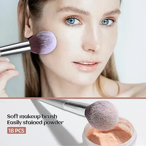 BS-MALL Makeup Brush Set 18 Pcs Premium Synthetic Foundation Powder Concealers Eye shadows Blush Makeup Brushes with black case - 6