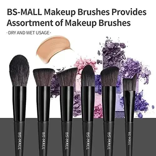 BS-MALL Makeup Brush Set 18 Pcs Premium Synthetic Foundation Powder Concealers Eye shadows Blush Makeup Brushes with black case (C-Black） - 3