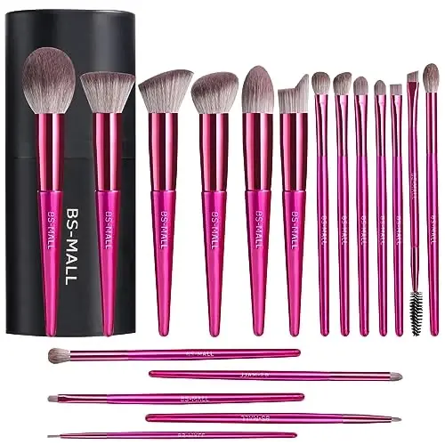 BS-MALL Makeup Brush Set 18 Pcs Premium Synthetic Foundation Powder Concealers Eye shadows Blush Makeup Brushes with black case - 1
