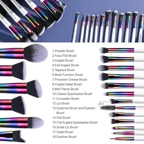 BS-MALL Makeup Brushes Makeup Tools Kit Premium Synthetic Powder Foundation Contour Concealers Lip Brushes Set 18 Pcs - 4