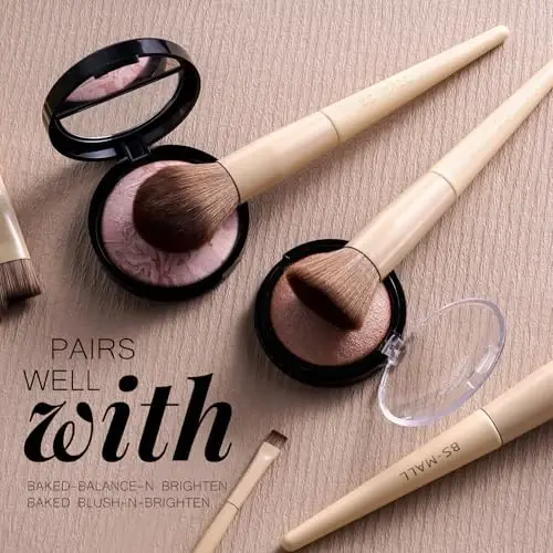 BS-MALL Professional Makeup Brush Set 18 Pcs Premium Synthetic Foundation Powder Concealers Eye Shadows Blush Makeup Brushes with Travel Case (Matte white beige) - 2