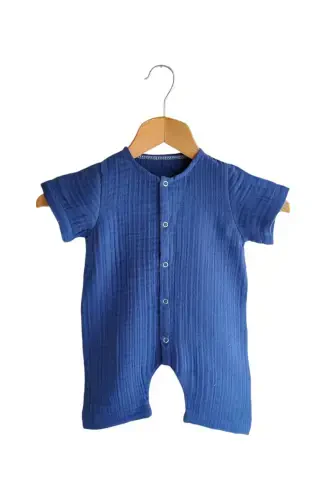 B.S.C HOME %100 Paxta Muslin Bolalar Tulum-indigo mo - 1