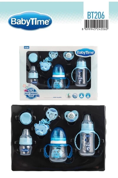 Bt-206 Blue Welcome Set 5-Piece Baby Bottle & Pacifier Set - BABYTIME
