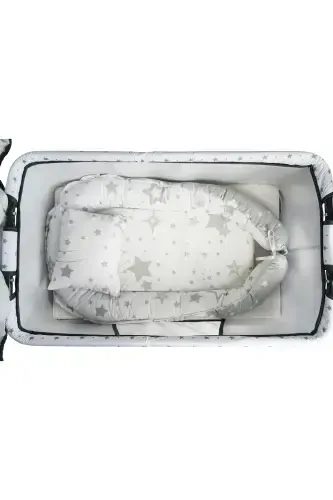 Btrend Babynest Кровать И Подушка+ Карманный Подарок Качающаяся Корзина Колыбель Детская Кроватка Гамак 2 в 1 Комплект-Бежевый - GENEL MARKALAR (1)